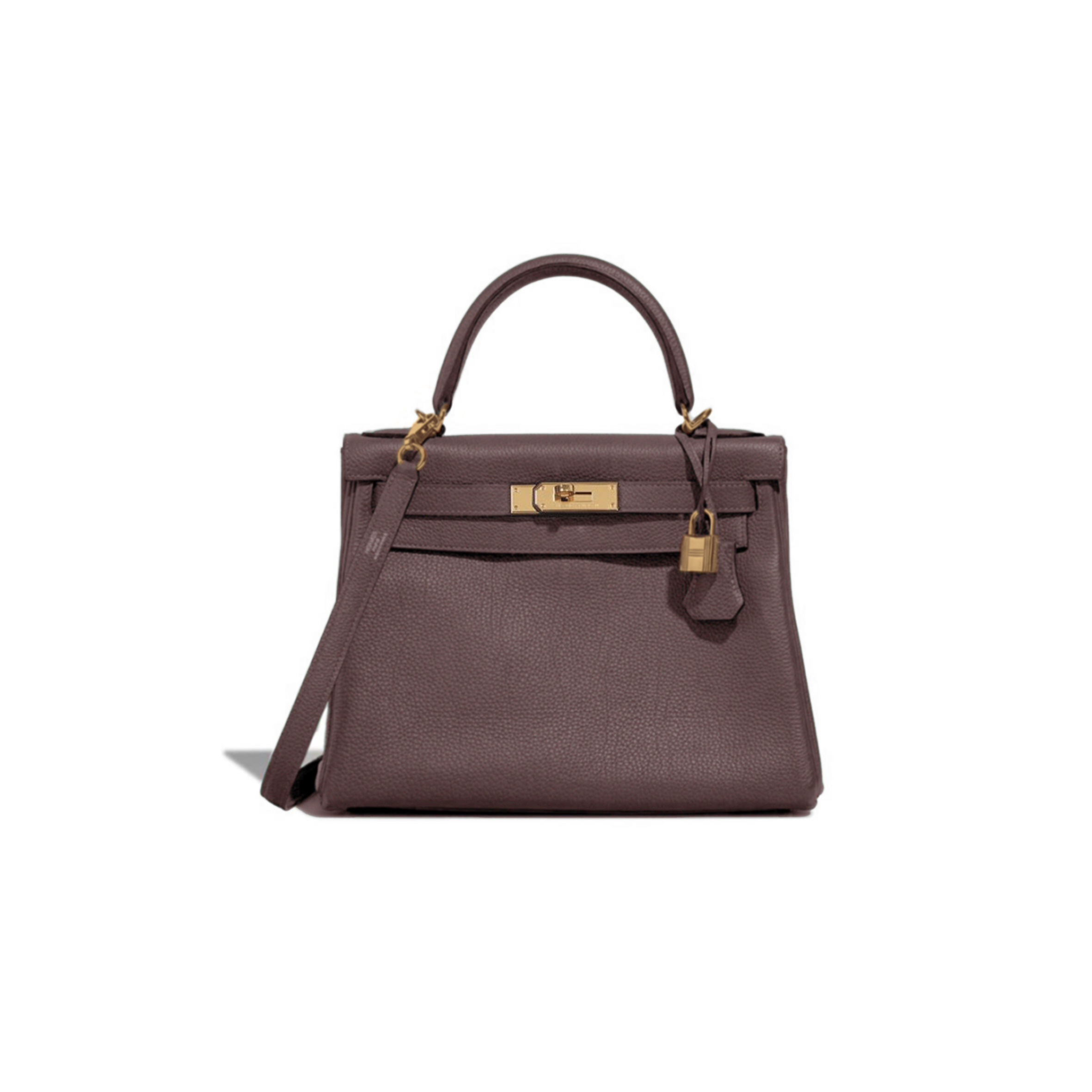 HERMÈS MASTER CHOCOLATE TOGO KELLY 28 RETOURNE GOLD HARDWARE (28*22*10cm)